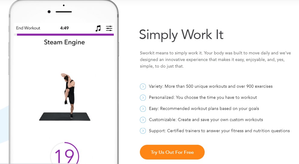 Sworkit workout mobile app