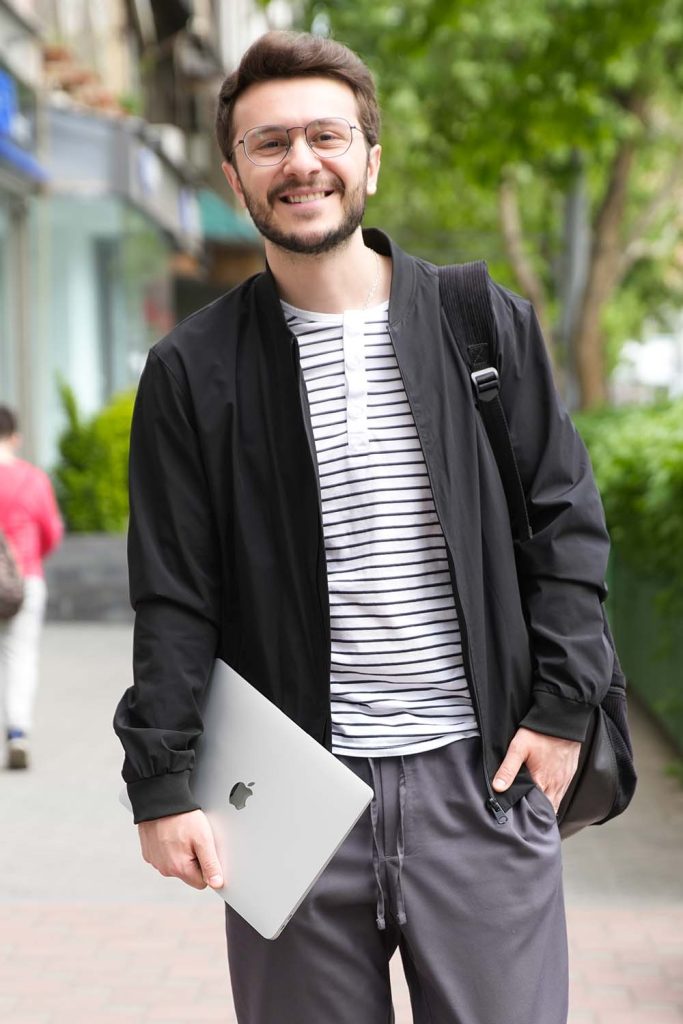 Blogger with a laptop
