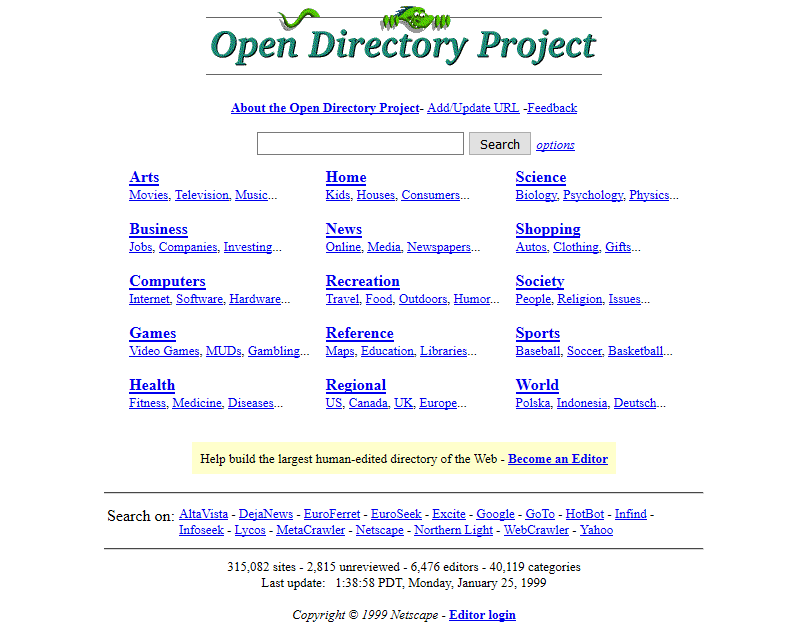 Famous DMOZ.org - Open Directory Project.